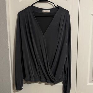 Lucky Brand Charcoal Wrap Blouse